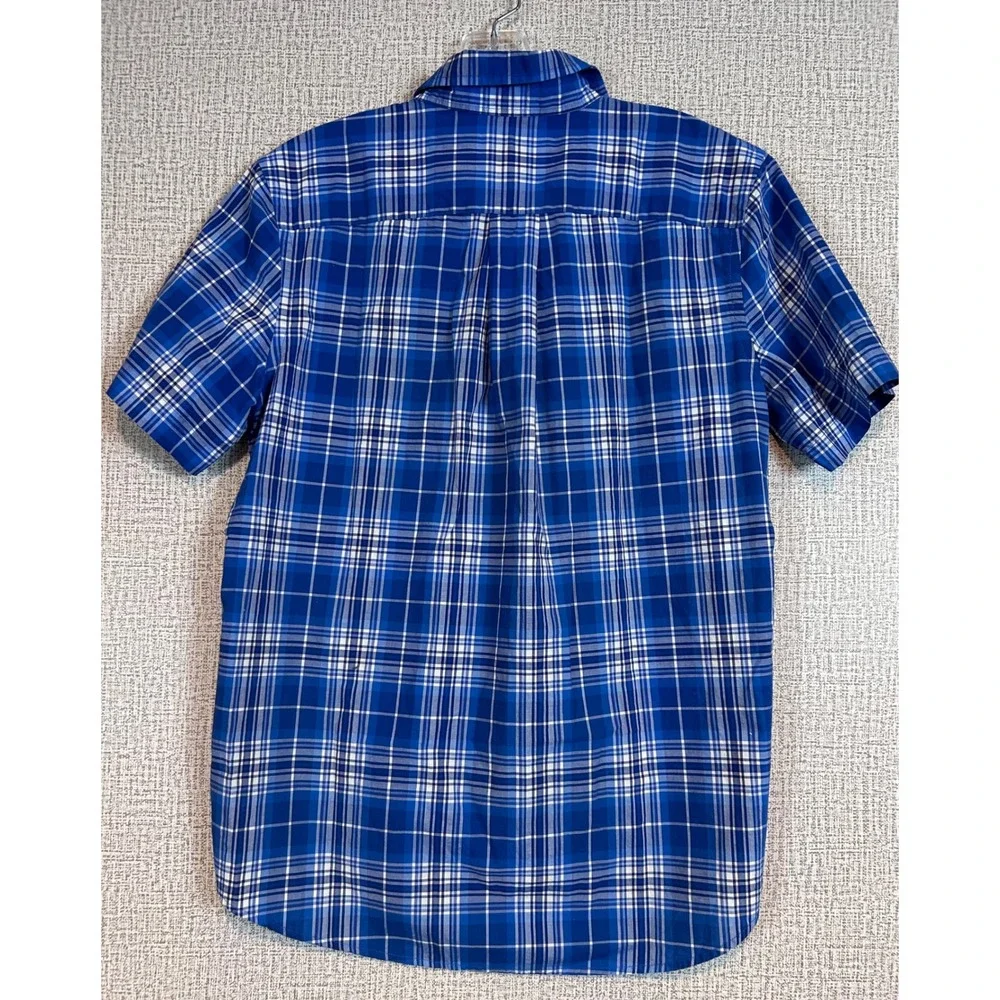 Ralph‎ Lauren Boys XL 18-20 Blue Plaid Short Sleeve Button Down Classic Preppy